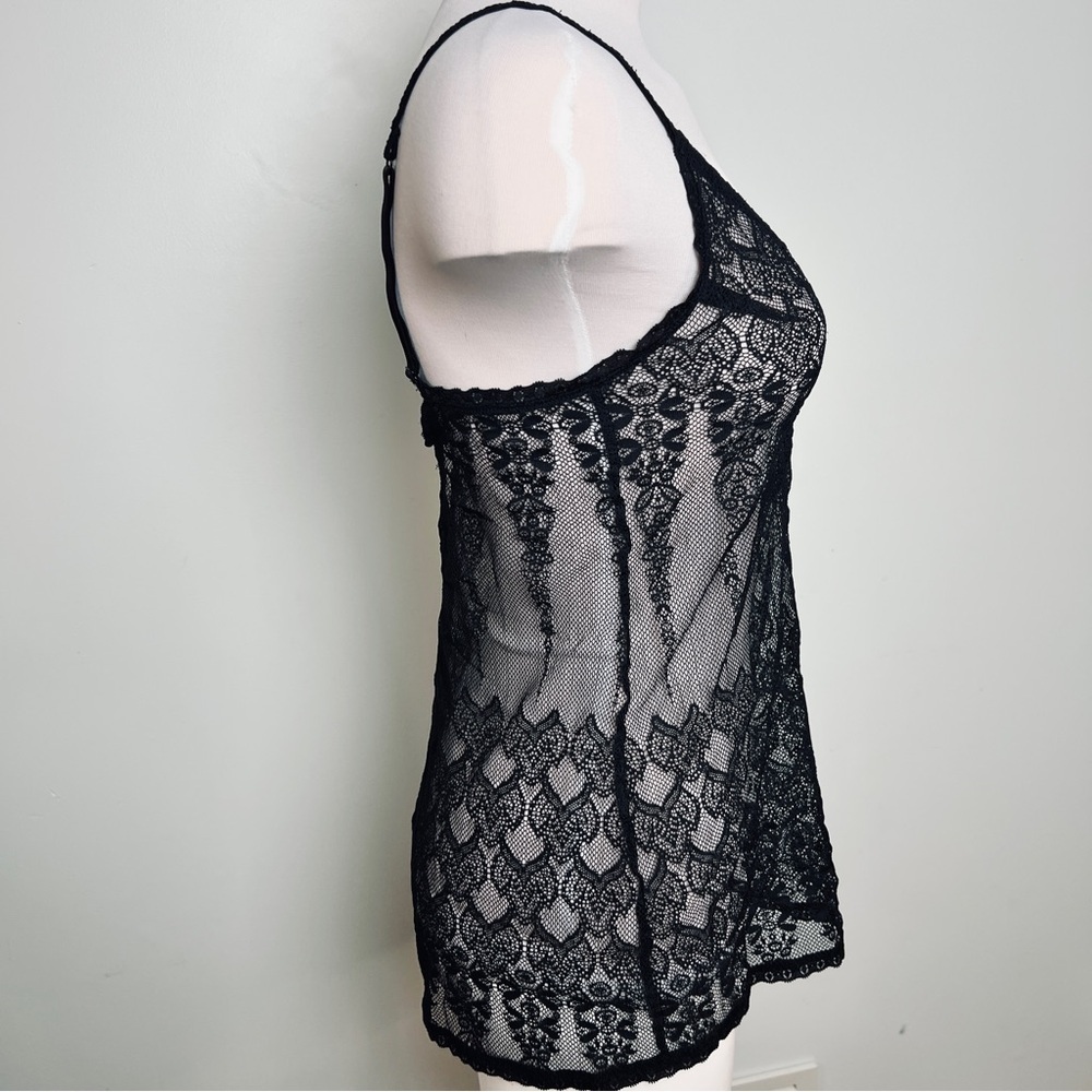 Victoria's Secret Black Sheer Babydoll Chemise - Open Crisscross Back Size M - Picture 7 of 14